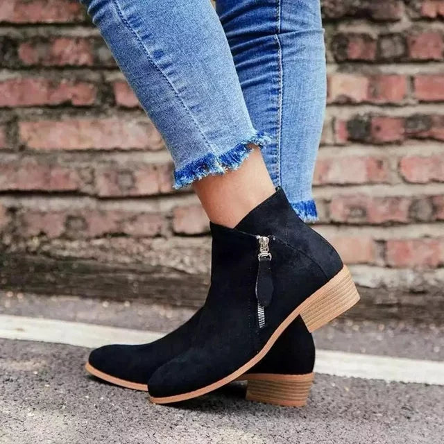 Serena | Side Zip Block Heel Ankle Boots