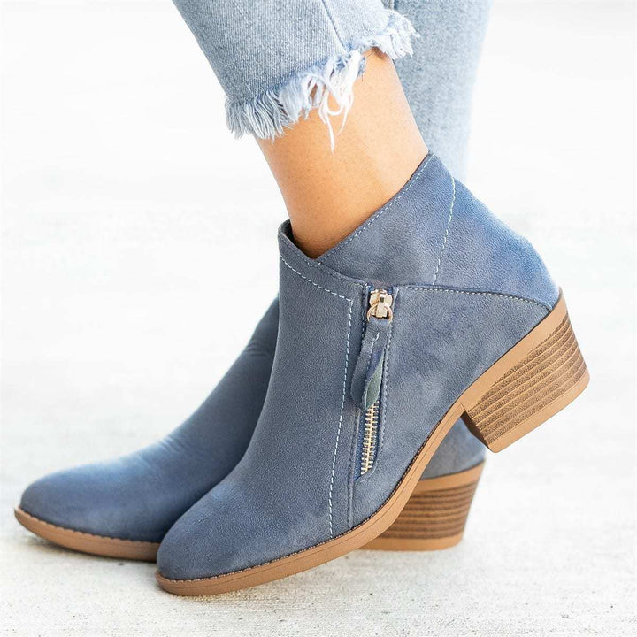 Serena | Side Zip Block Heel Ankle Boots