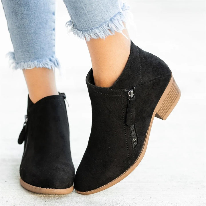 Serena | Side Zip Block Heel Ankle Boots