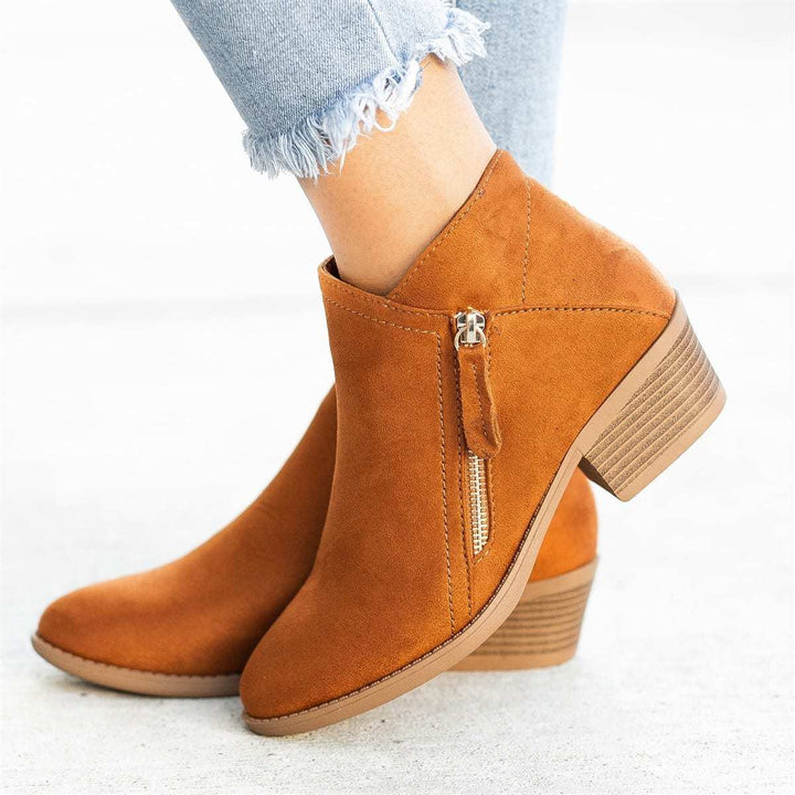 Serena | Side Zip Block Heel Ankle Boots
