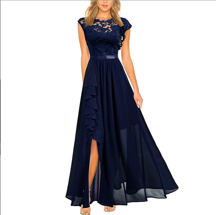 Isabella | Wedding Guest Lace Ruffle Maxi Dress
