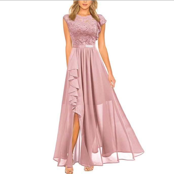 Isabella | Wedding Guest Lace Ruffle Maxi Dress