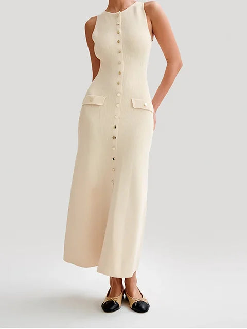Victoria | Elegant Sleeveless Knit Maxi Dress