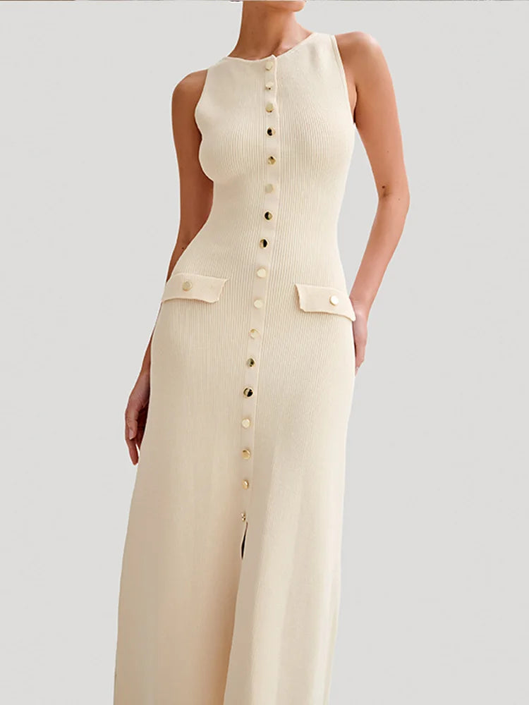 Victoria | Elegant Sleeveless Knit Maxi Dress