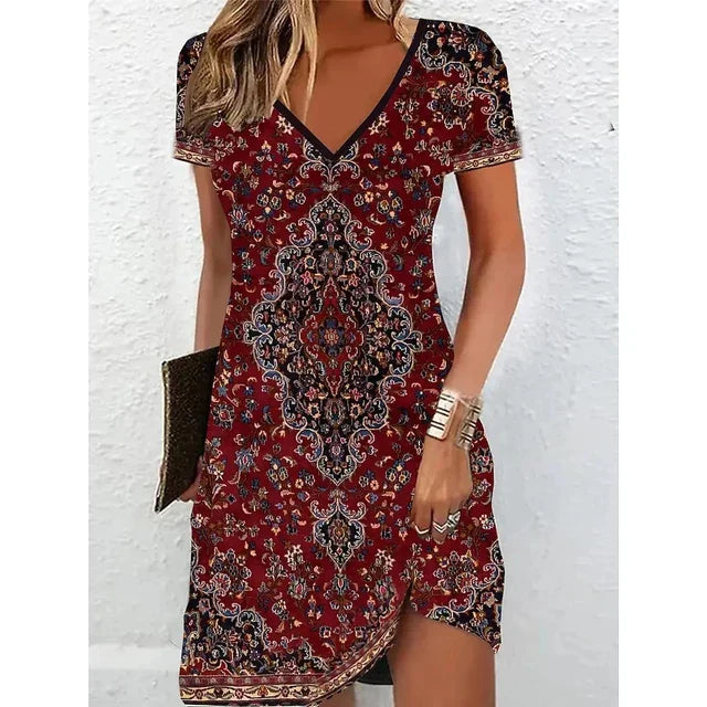 Mabel | Wedding Guest Shimmer V-Neck Mini Dress