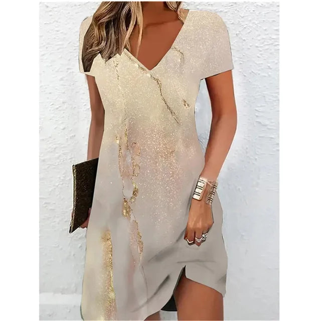 Mabel | Wedding Guest Shimmer V-Neck Mini Dress