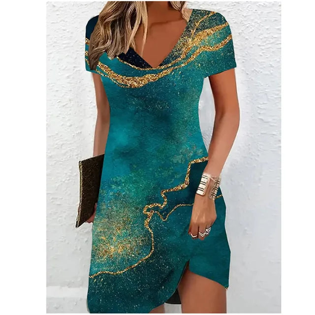 Mabel | Wedding Guest Shimmer V-Neck Mini Dress