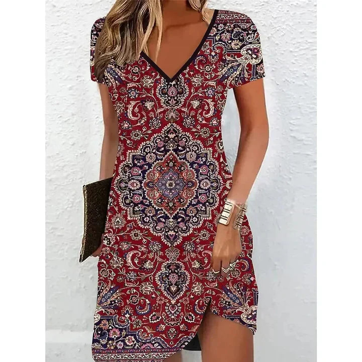 Mabel | Wedding Guest Shimmer V-Neck Mini Dress