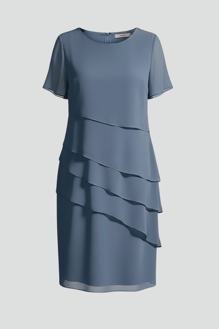Clara | Wedding Guest Chiffon Layered Midi Dress