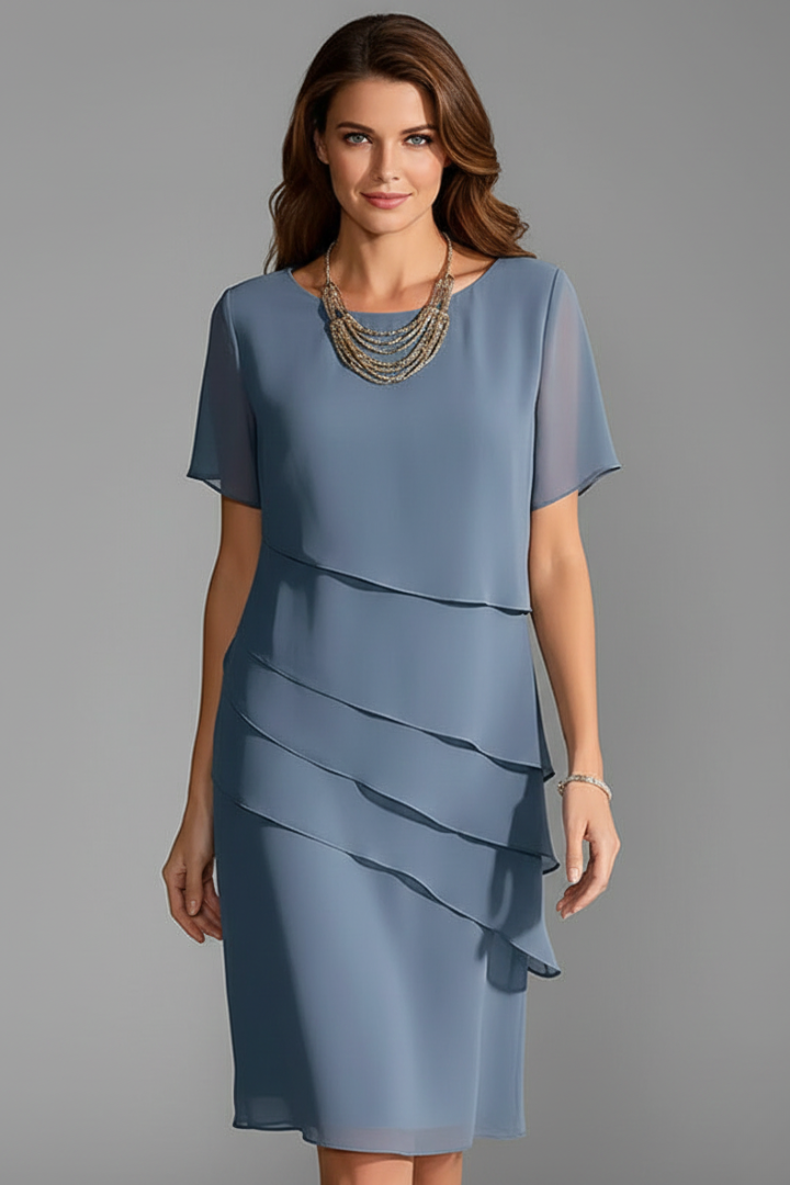Clara | Wedding Guest Chiffon Layered Midi Dress