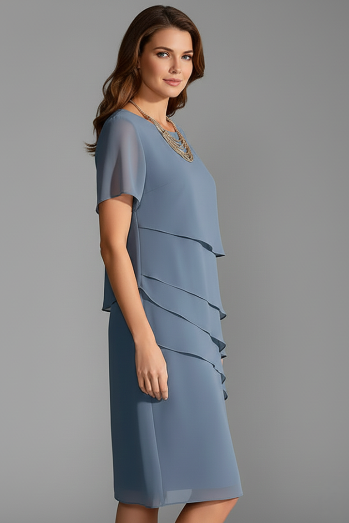 Clara | Wedding Guest Chiffon Layered Midi Dress