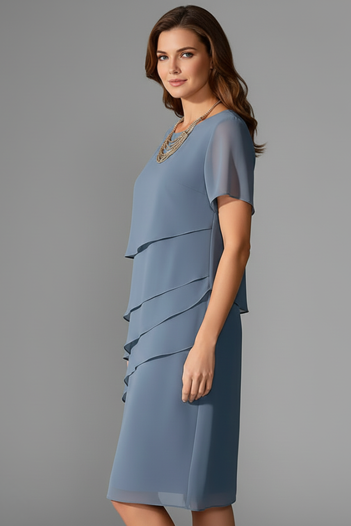 Clara | Wedding Guest Chiffon Layered Midi Dress