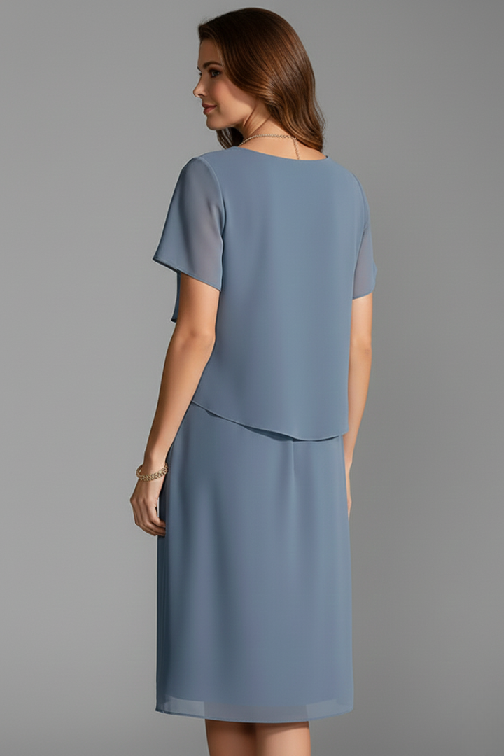 Clara | Wedding Guest Chiffon Layered Midi Dress