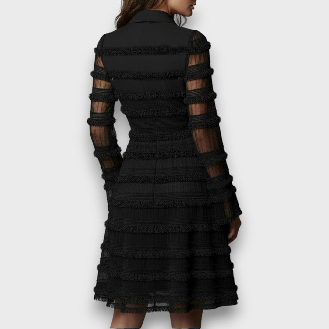 Amelia | Wedding Guest Sheer Sleeve Textured Mini Dress