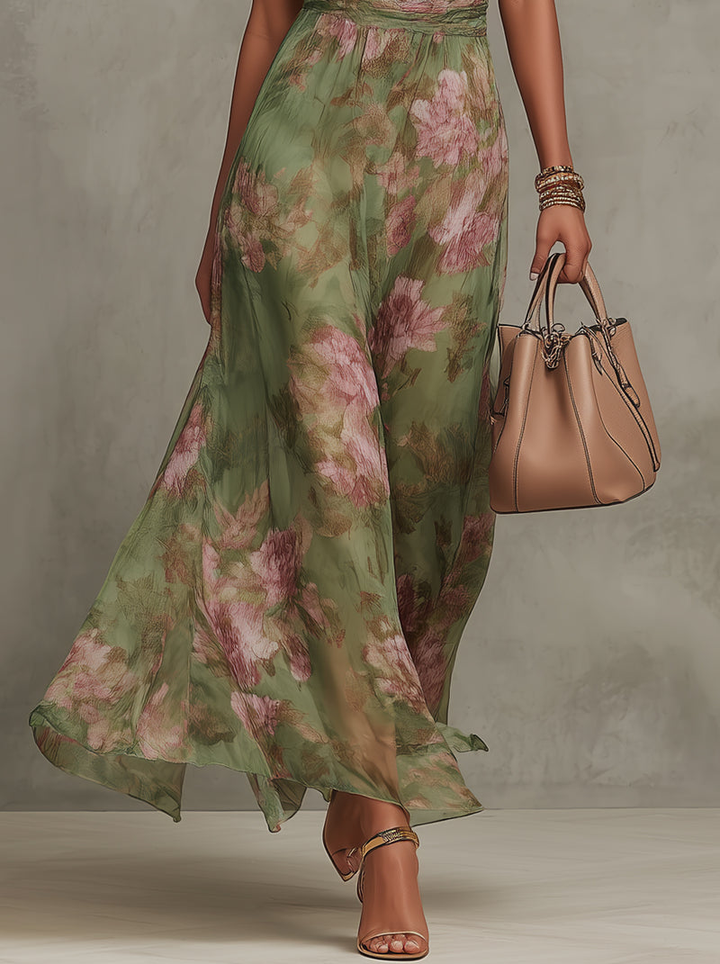 Elizabeth | Wedding Guest Floral Halter Neck Maxi Dress