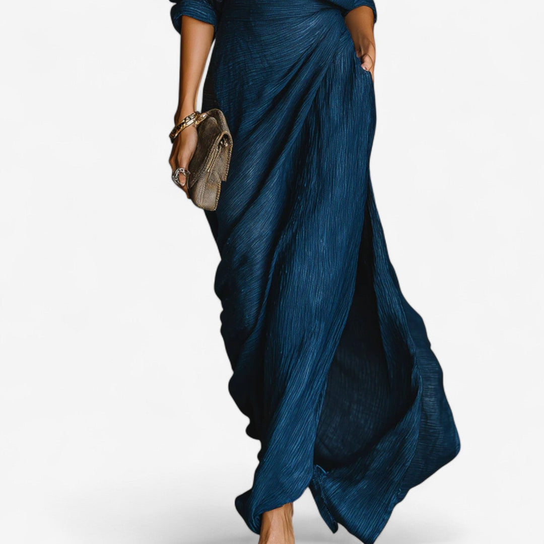 Isabella | Elegant Long Sleeve Shirt Maxi Dress