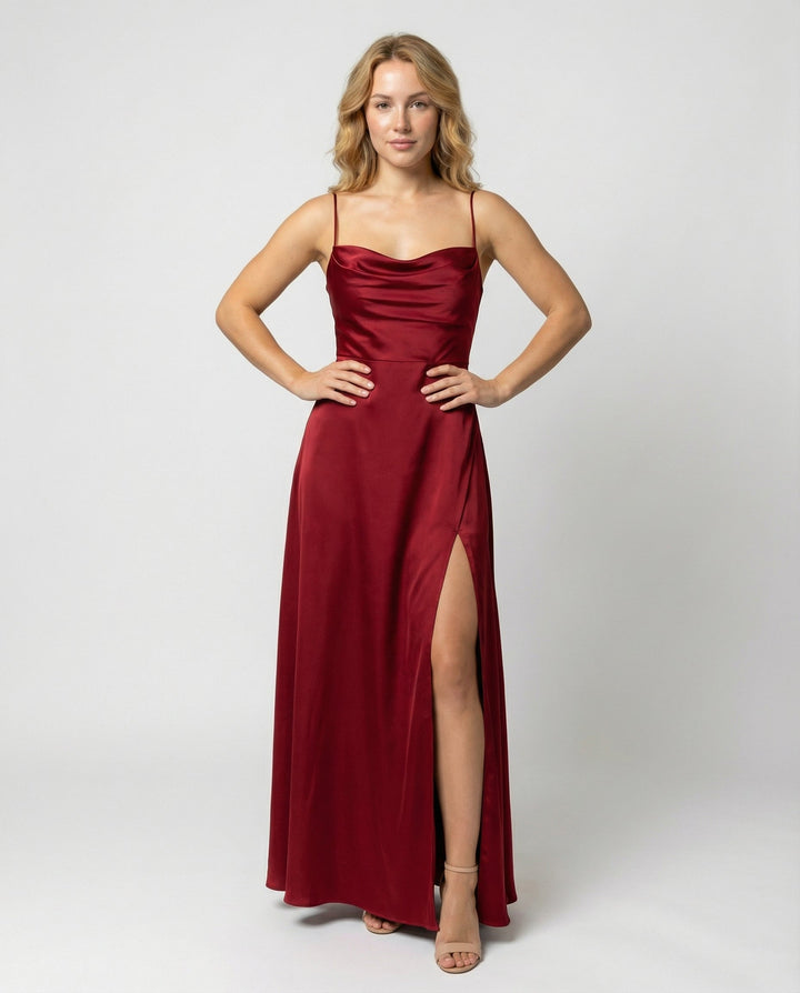 Isabella | Graduation Cowl Neck Evening Maxi Dress