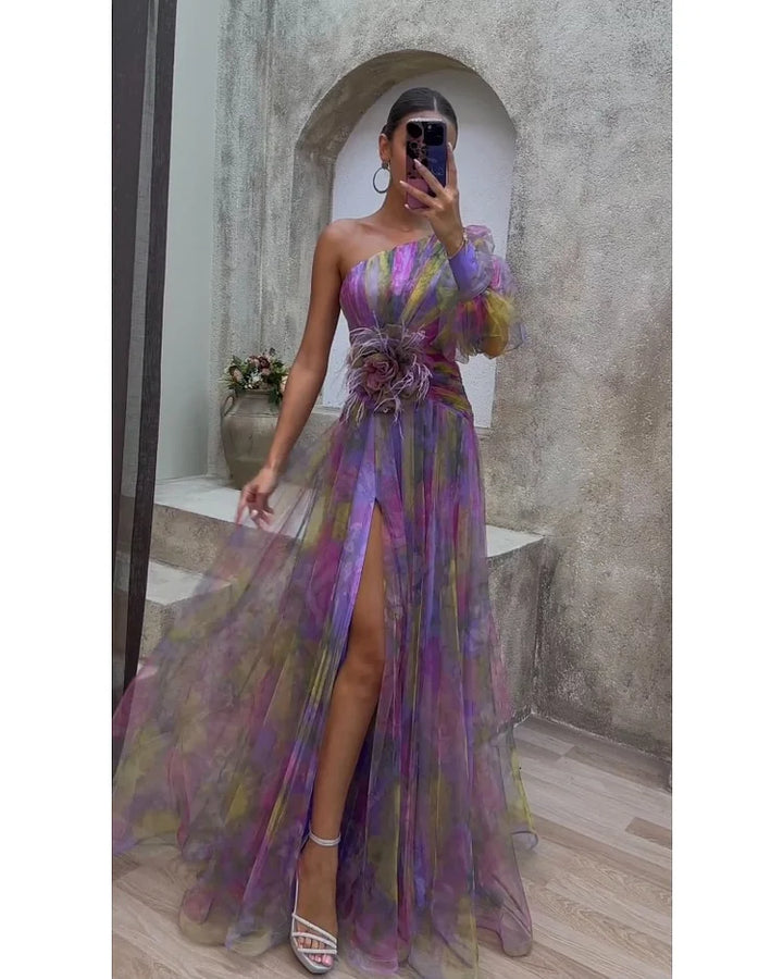Valentina | Wedding Guest Floral One Shoulder Maxi Dress