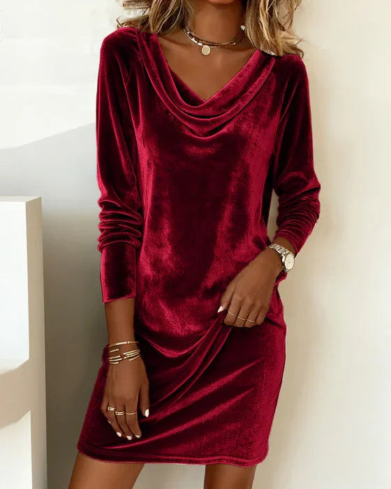Hannah | Velvet Cowl Neck Mini Dress