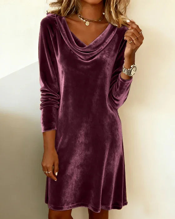 Hannah | Velvet Cowl Neck Mini Dress