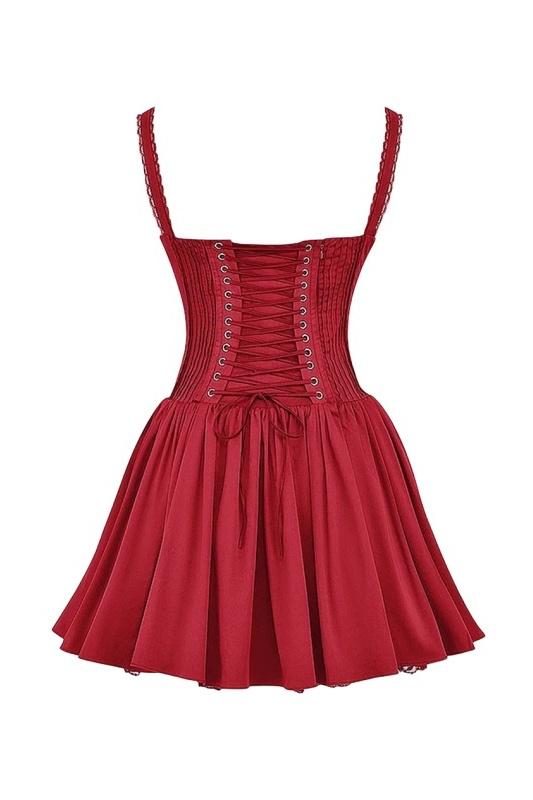 Isabella | Corset Lace Trim Mini Dress