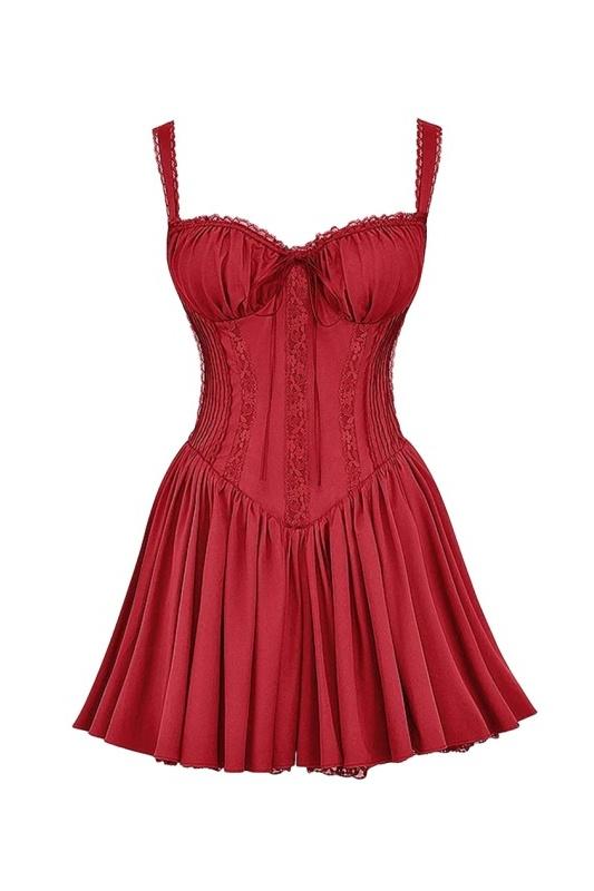 Isabella | Corset Lace Trim Mini Dress