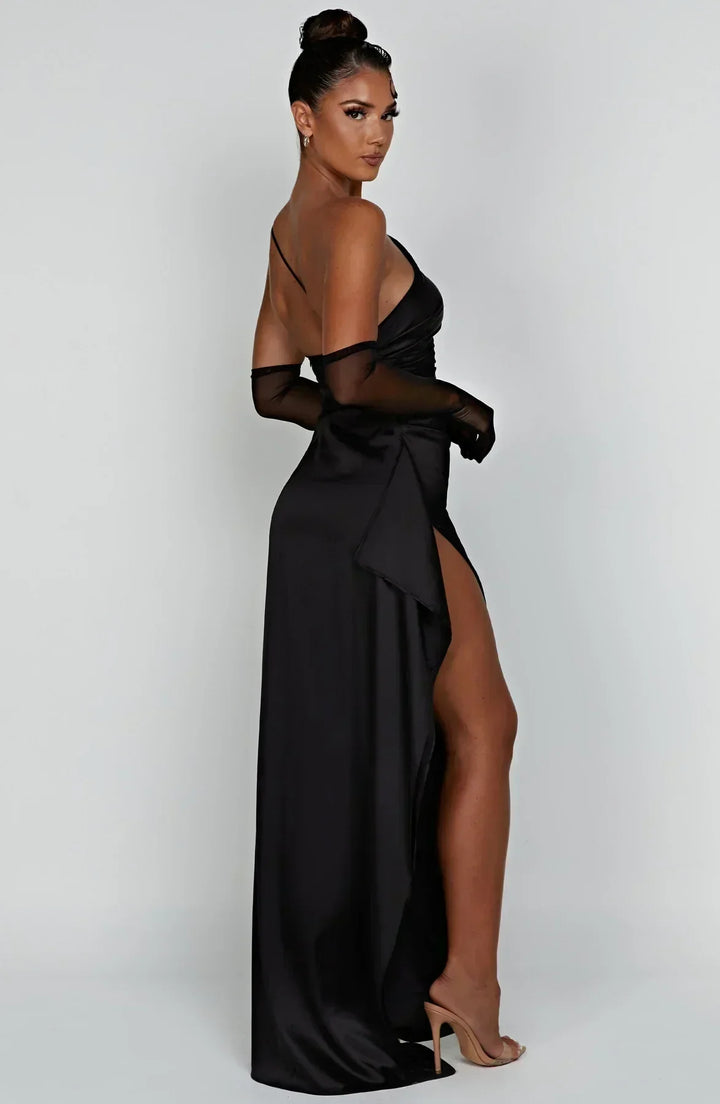 Giselle | Wedding Guest One Shoulder High Split Maxi Dress
