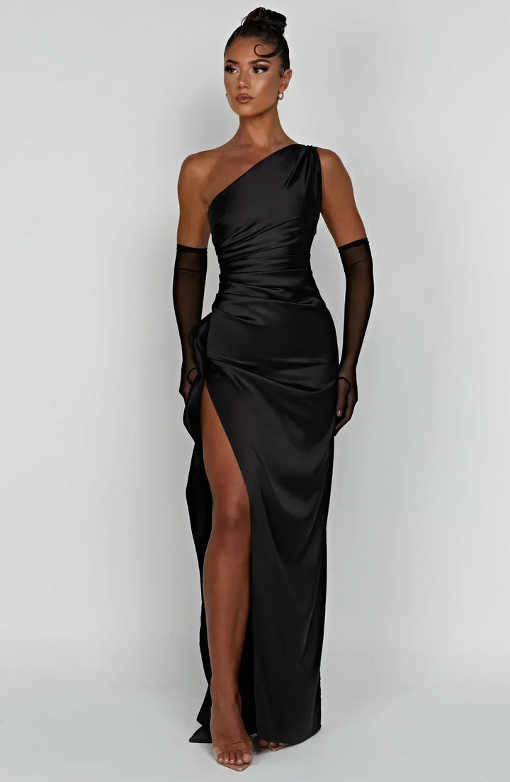 Giselle | Wedding Guest One Shoulder High Split Maxi Dress