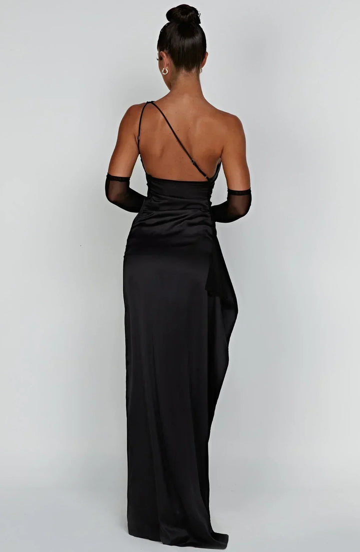 Julia | Wedding Guest One Shoulder High Split Maxi Dress