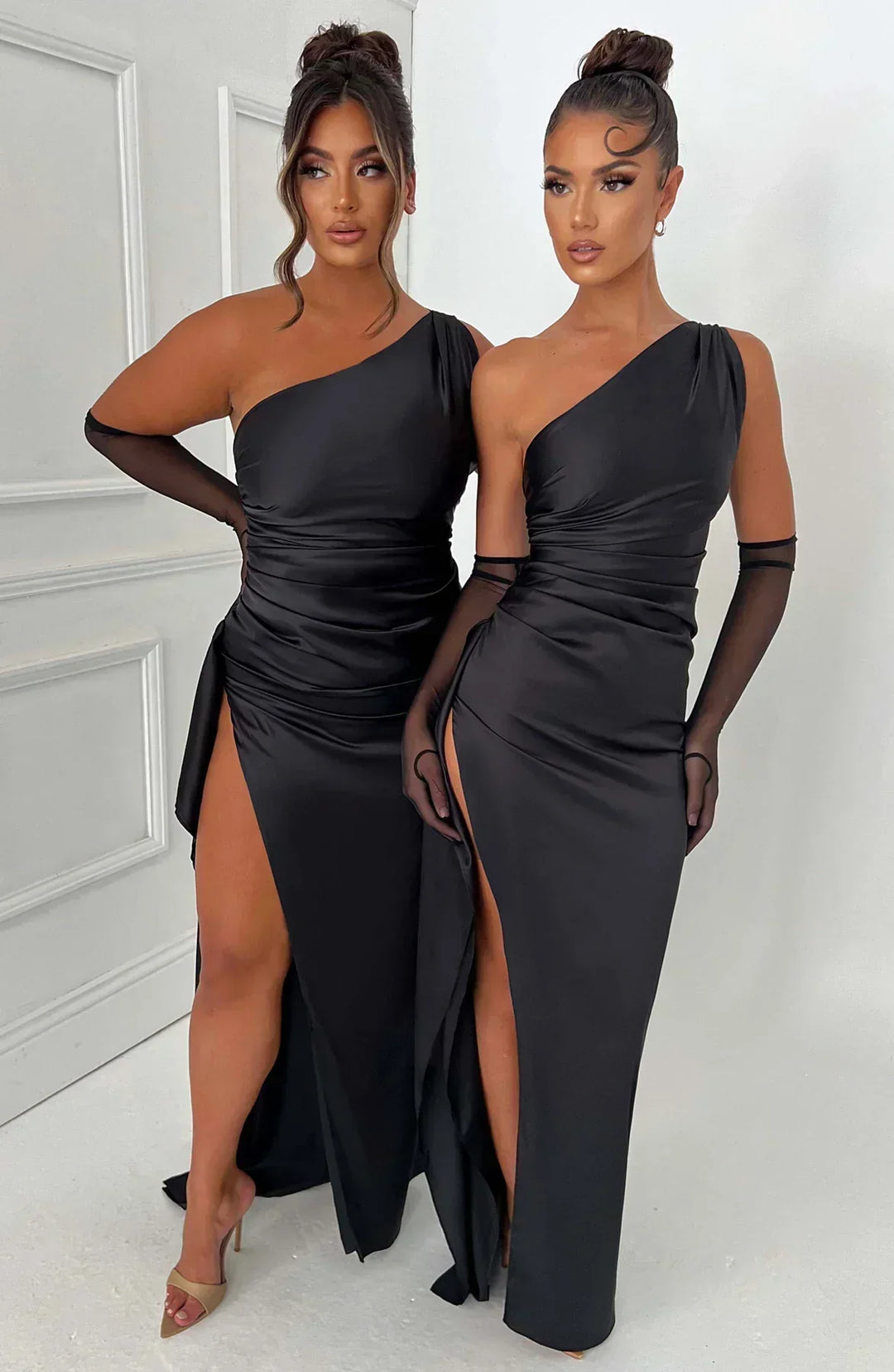 Julia | Wedding Guest One Shoulder High Split Maxi Dress