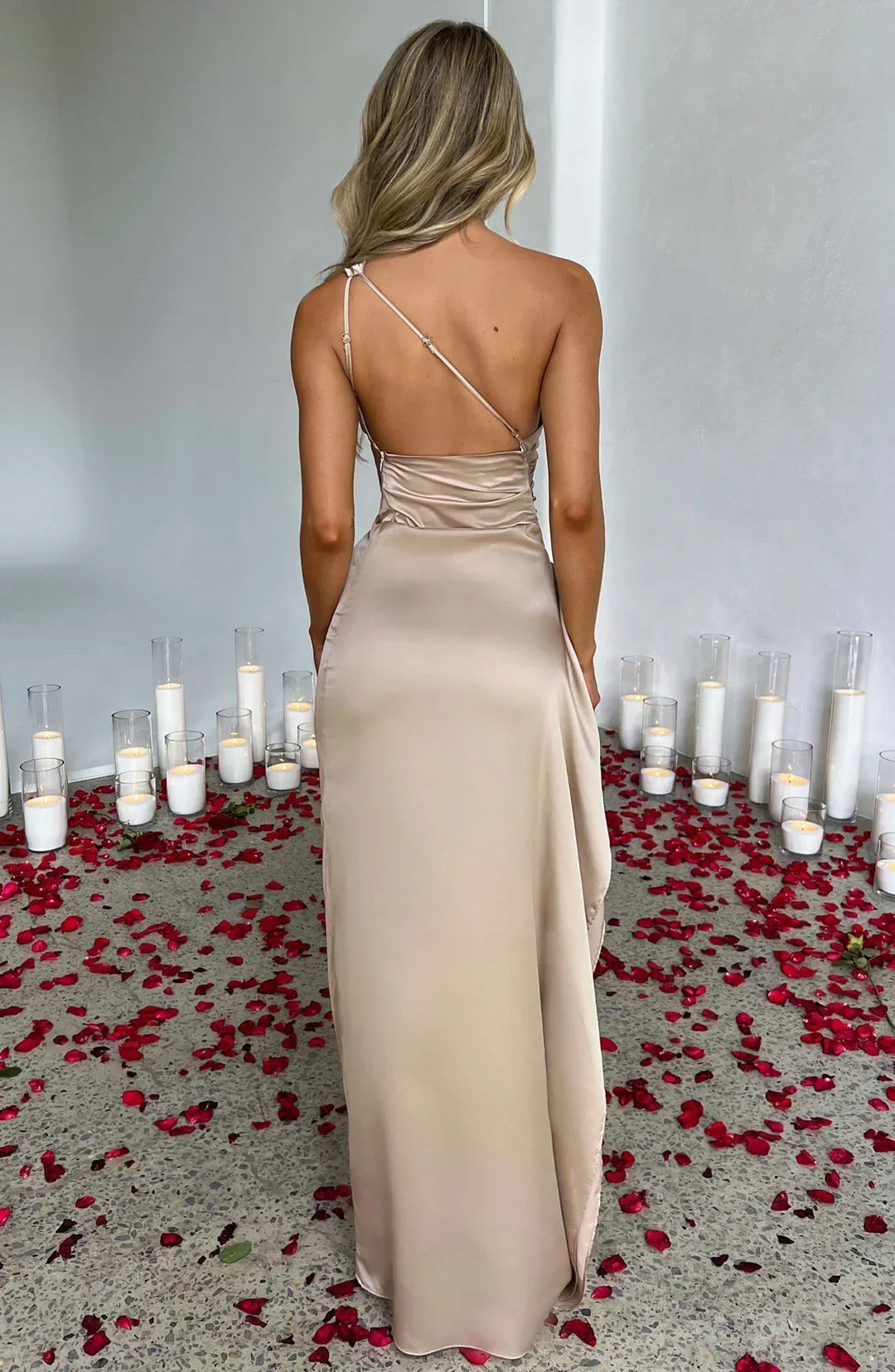 Giselle | Wedding Guest One Shoulder High Split Maxi Dress