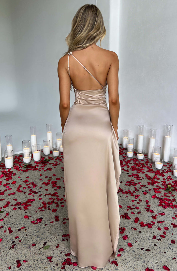 Julia | Wedding Guest One Shoulder High Split Maxi Dress