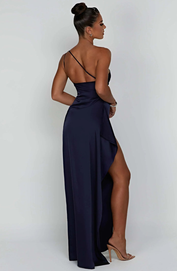 Julia | Wedding Guest One Shoulder High Split Maxi Dress