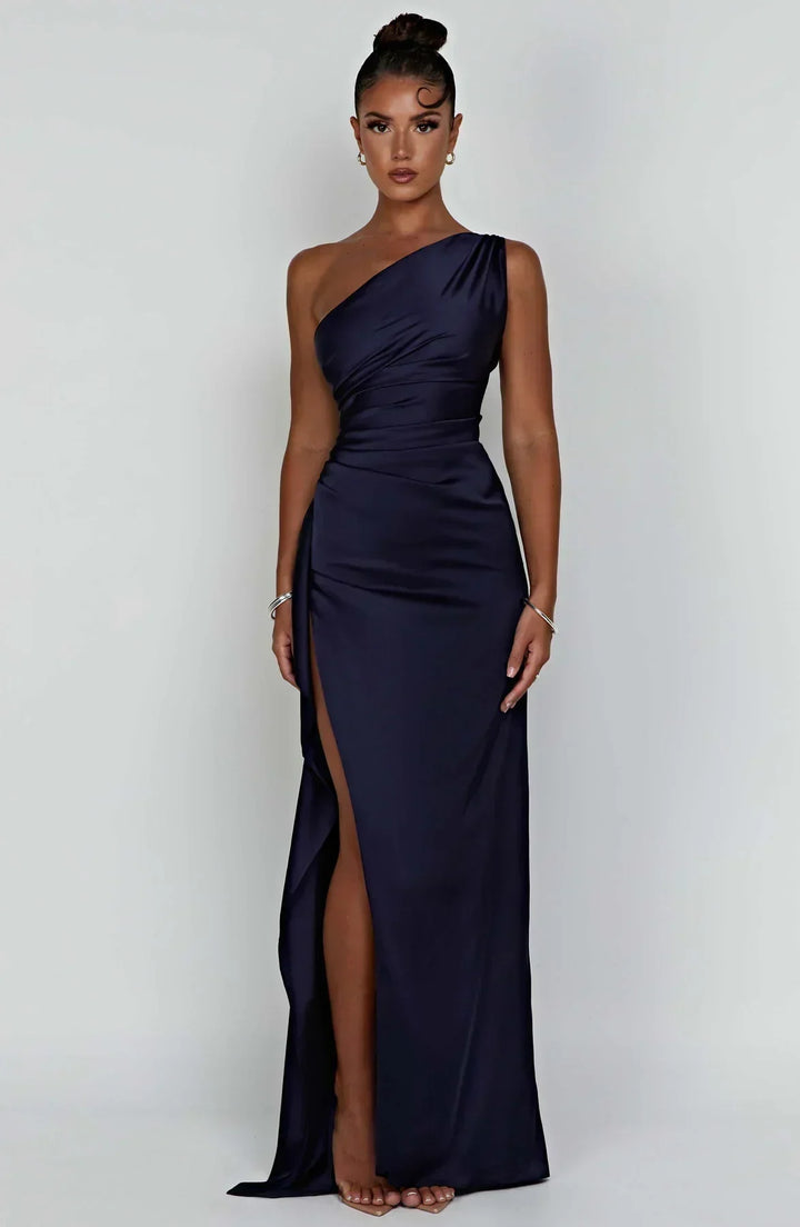Giselle | Wedding Guest One Shoulder High Split Maxi Dress