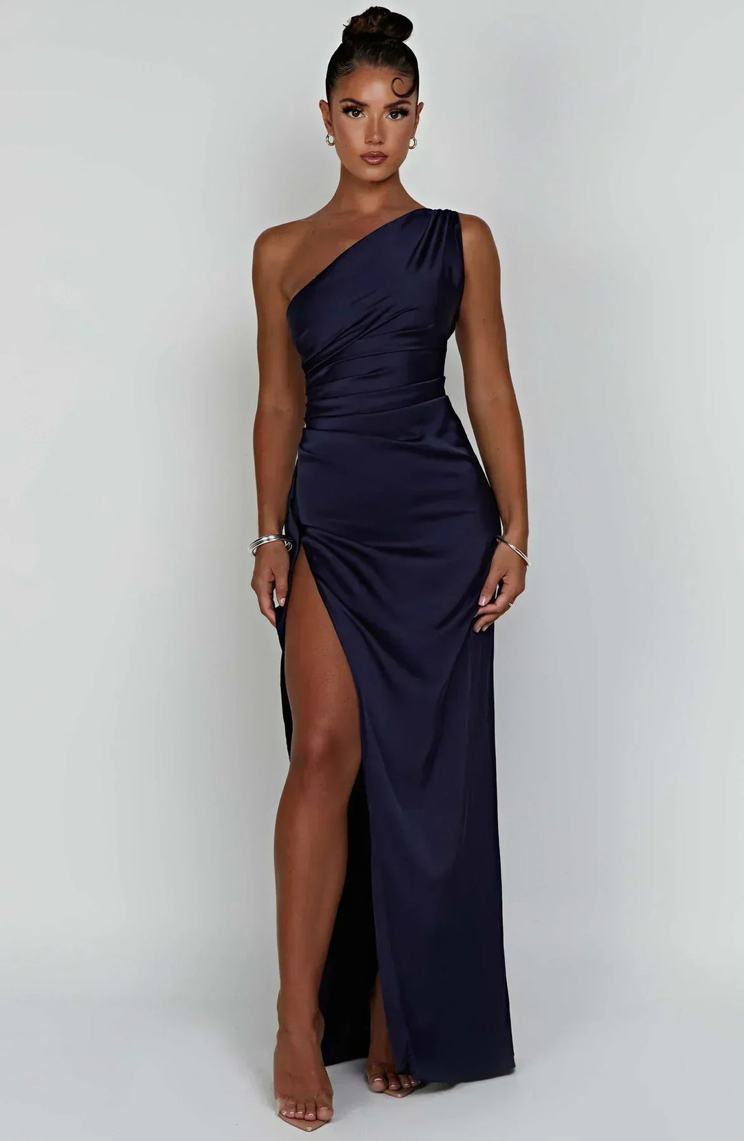Giselle | Wedding Guest One Shoulder High Split Maxi Dress