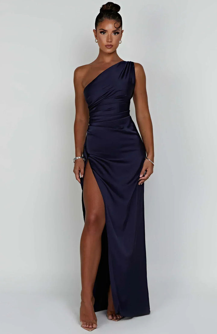 Giselle | Wedding Guest One Shoulder High Split Maxi Dress