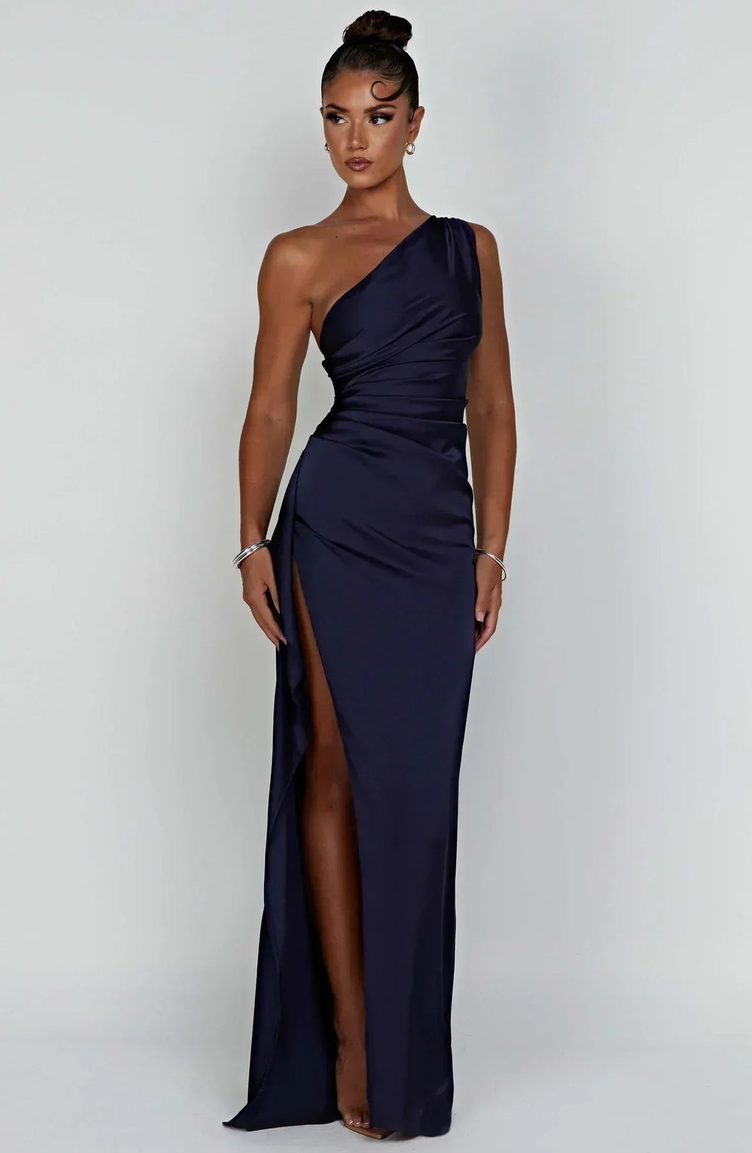 Giselle | Wedding Guest One Shoulder High Split Maxi Dress