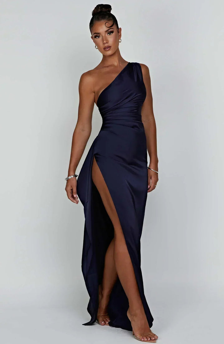 Giselle | Wedding Guest One Shoulder High Split Maxi Dress