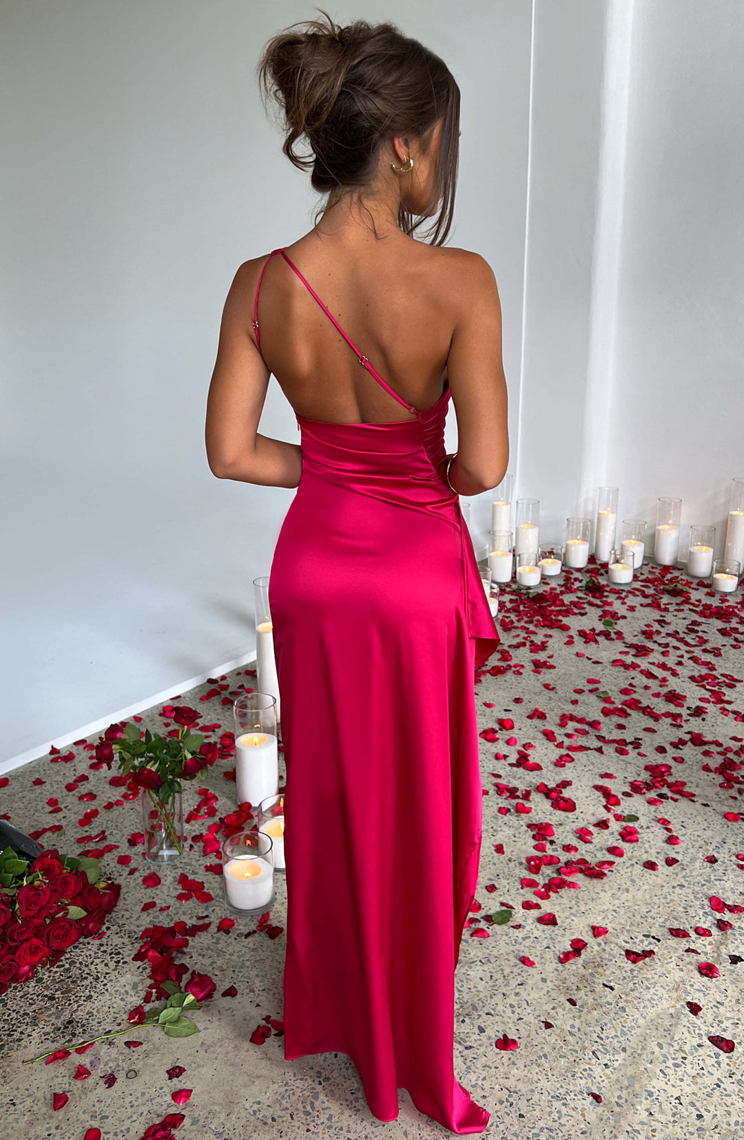 Julia | Wedding Guest One Shoulder High Split Maxi Dress