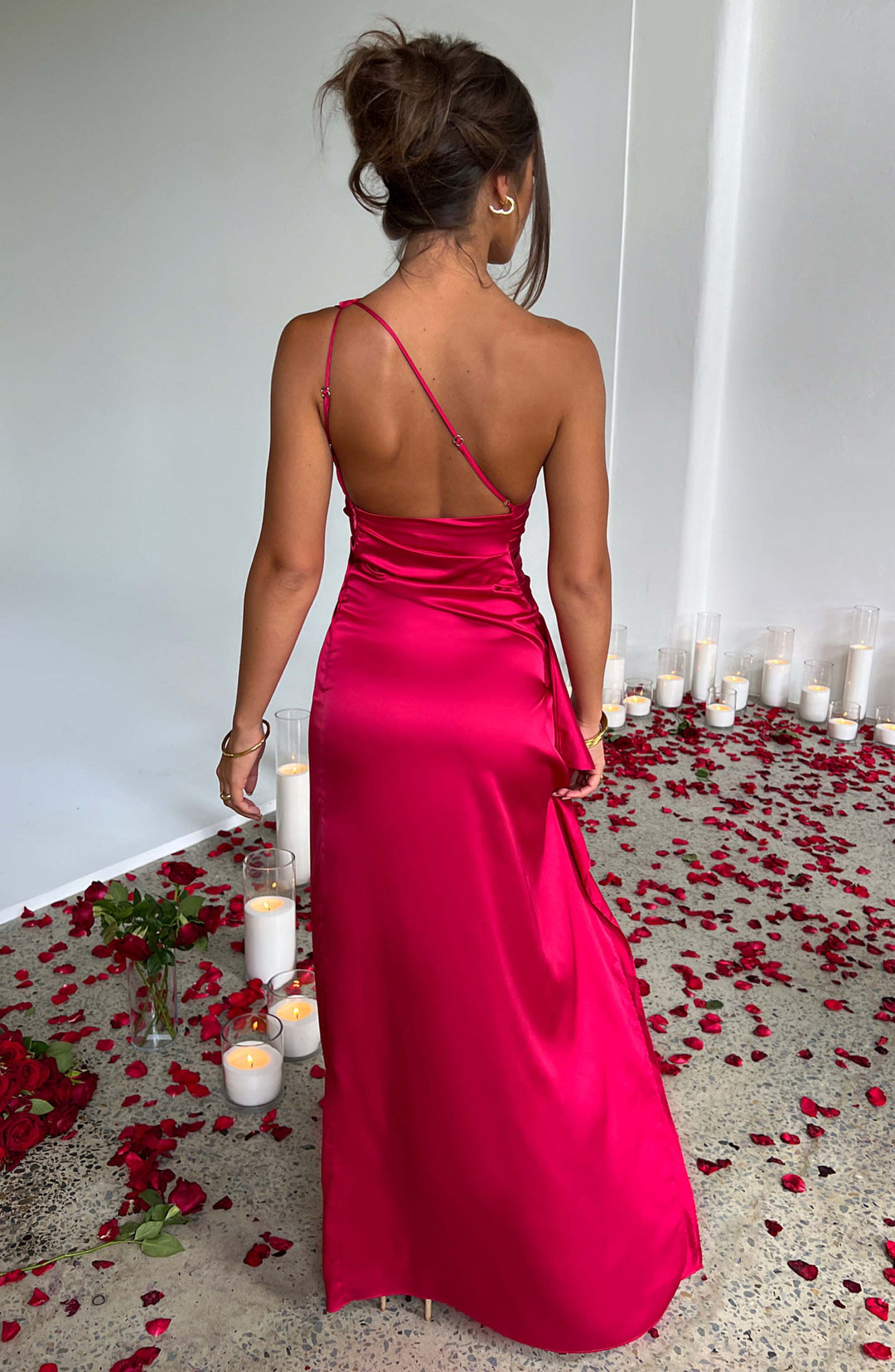 Julia | Wedding Guest One Shoulder High Split Maxi Dress