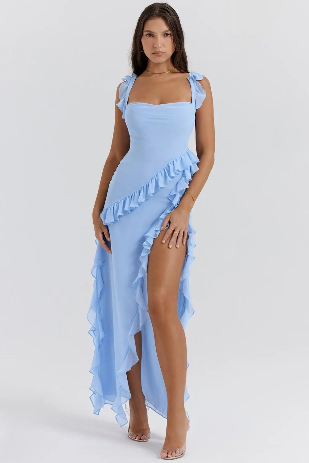 Matilda | Prom Ruffle Split Maxi Dress