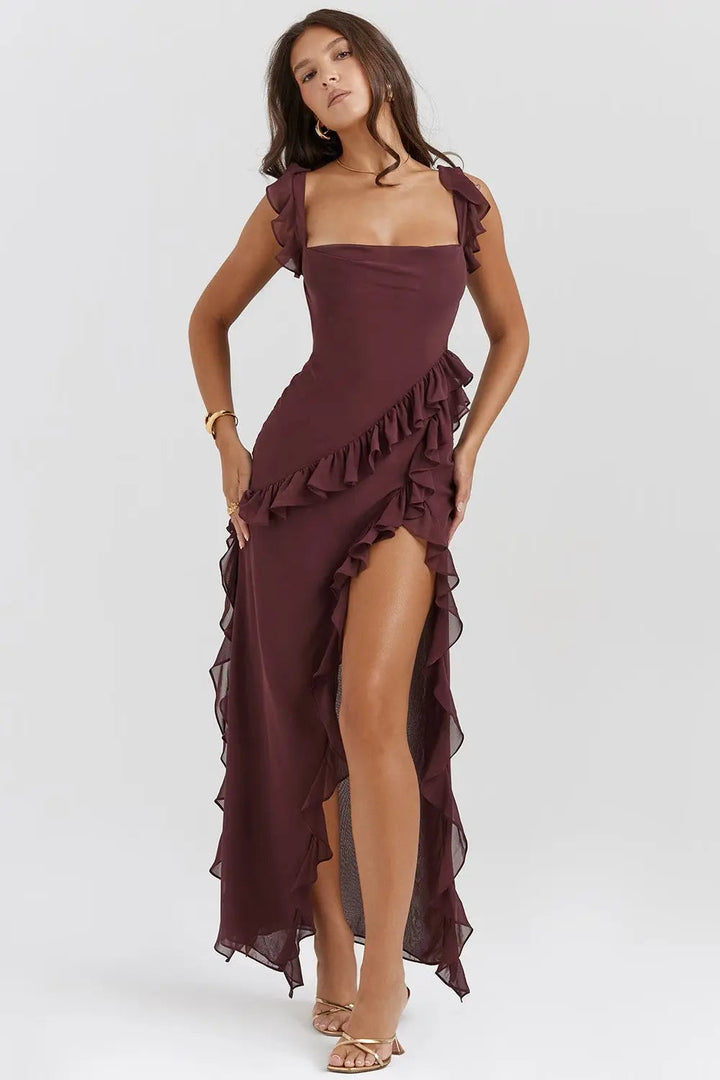Matilda | Prom Ruffle Split Maxi Dress