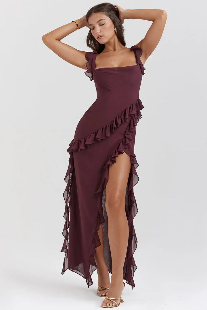 Matilda | Prom Ruffle Split Maxi Dress