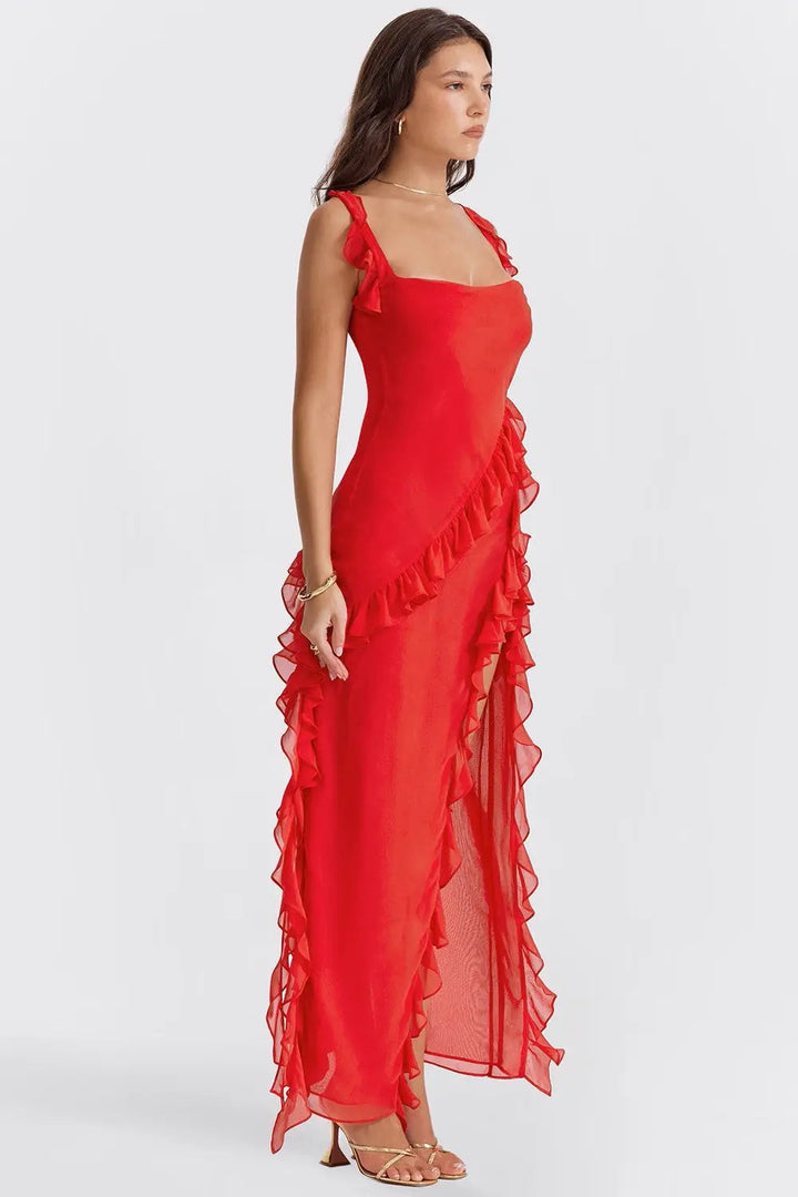Matilda | Prom Ruffle Split Maxi Dress