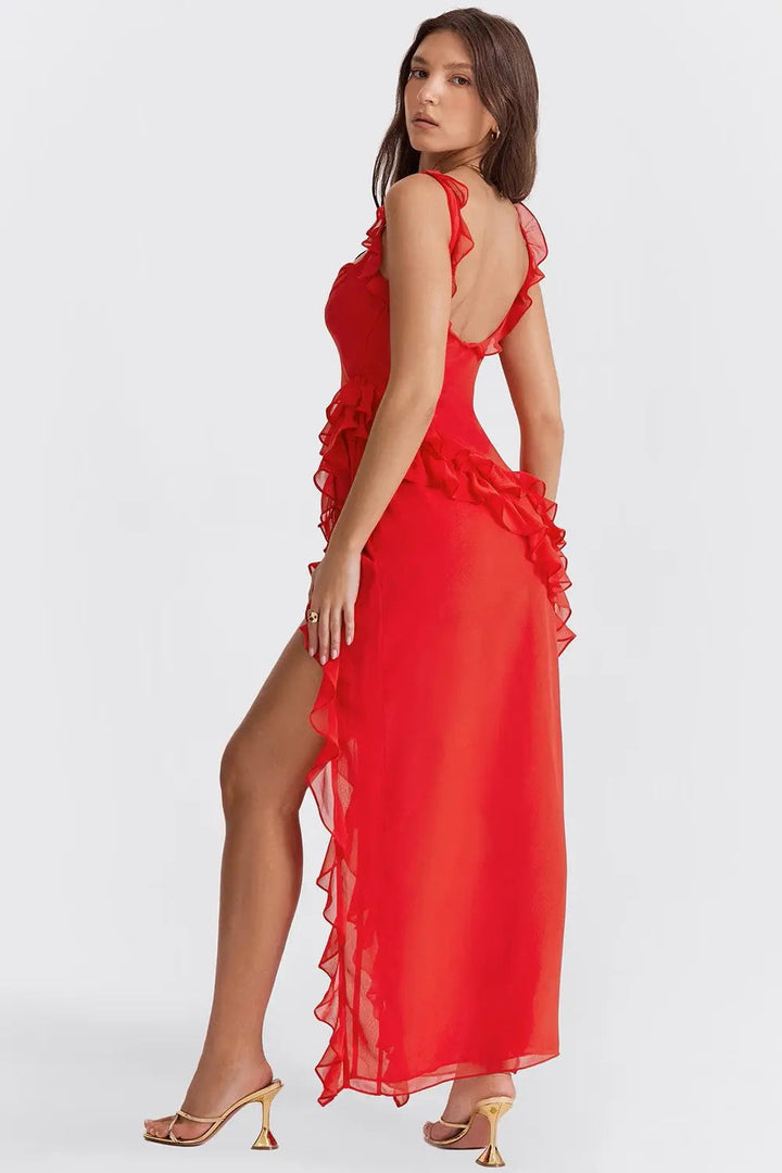 Matilda | Prom Ruffle Split Maxi Dress