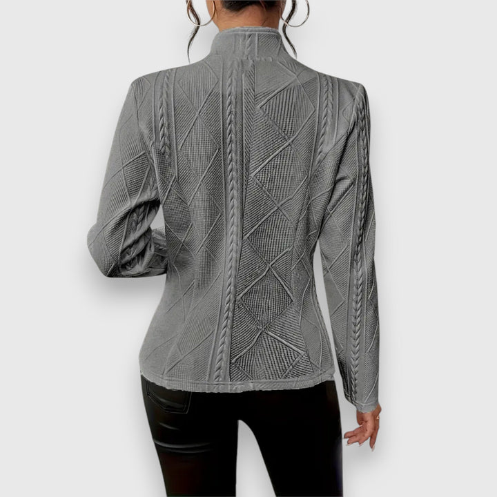 Victoria | Textured Button Front Long sleeve Jacket