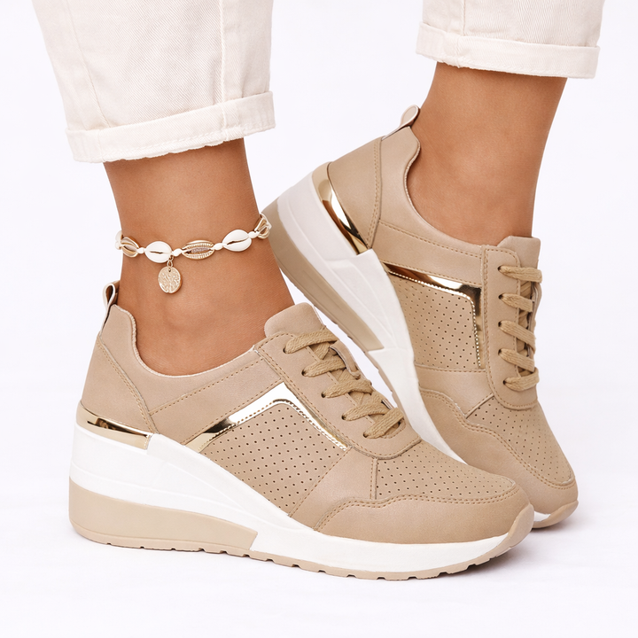 Amelia | Platform Wedge Lace-Up Sneakers
