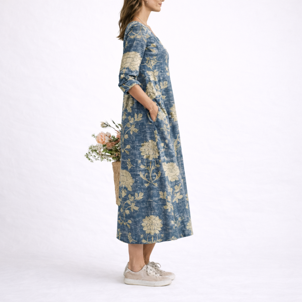Clara | Floral Print V Neck Maxi Dress