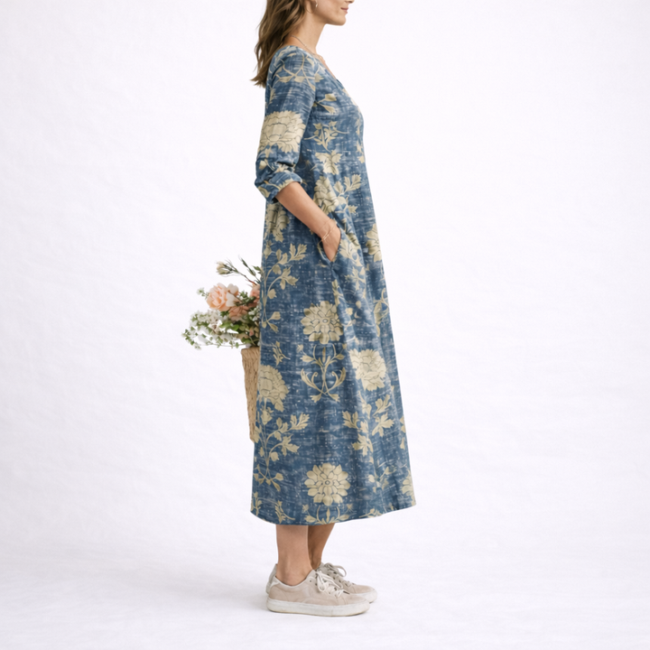Clara | Floral Print V Neck Maxi Dress