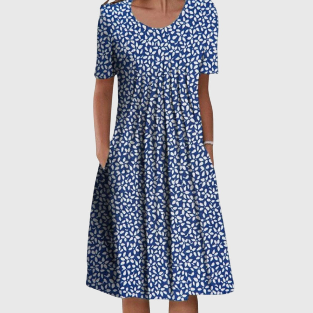 Celeste | Floral Round Neck Midi Dress